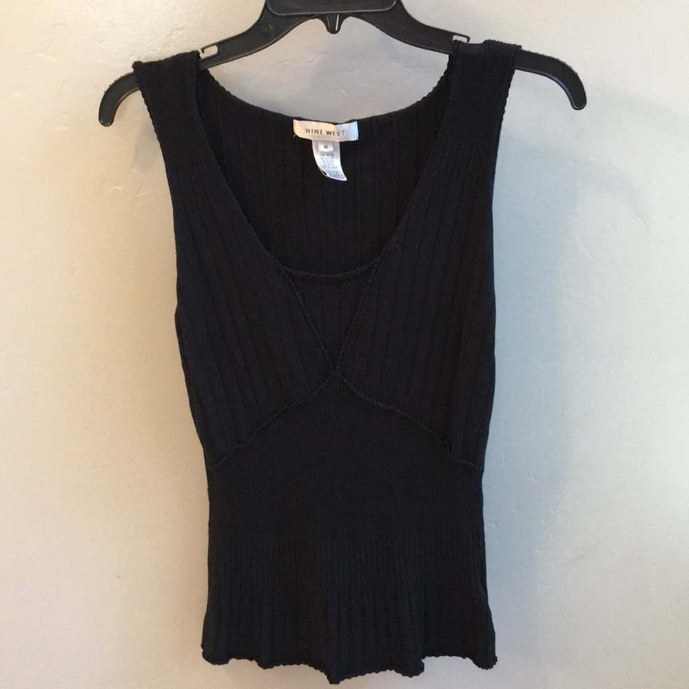 Nine West black tank sweater top.
